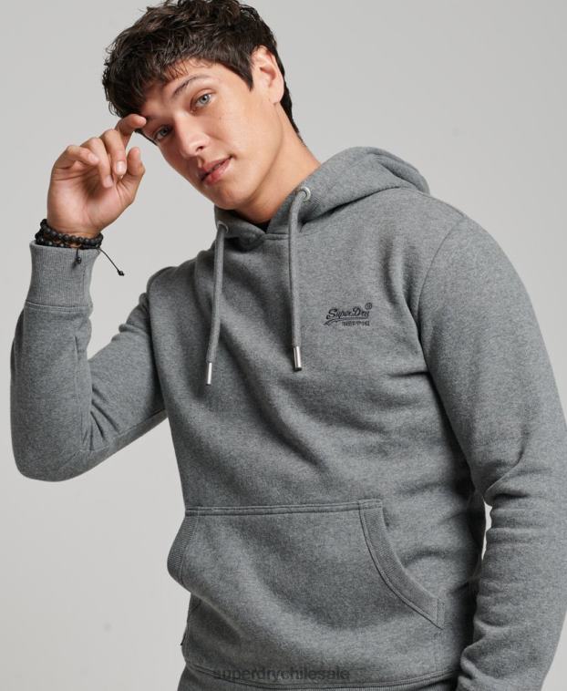hombres Superdry gris sudadera con logo bordado 2R68Z581