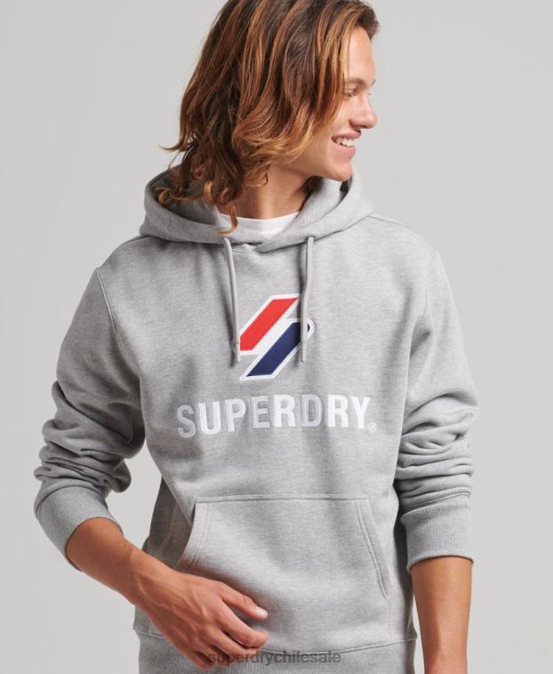 hombres Superdry gris sudadera con logo y apliques apilados 2R68Z5115