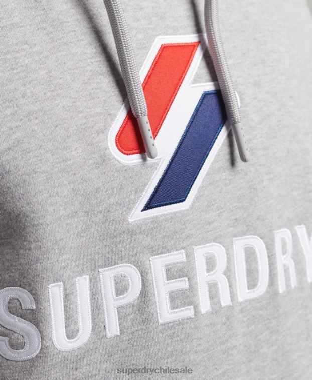 hombres Superdry gris sudadera con logo y apliques apilados 2R68Z5115