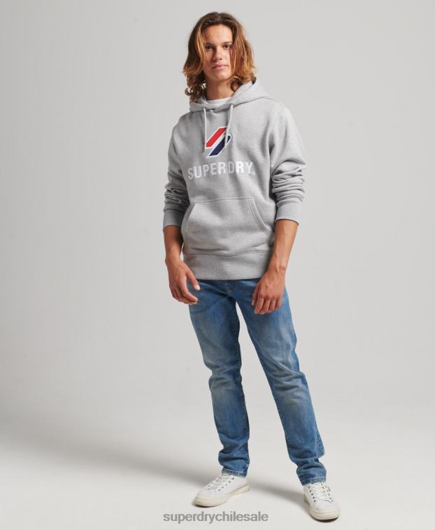 hombres Superdry gris sudadera con logo y apliques apilados 2R68Z5115