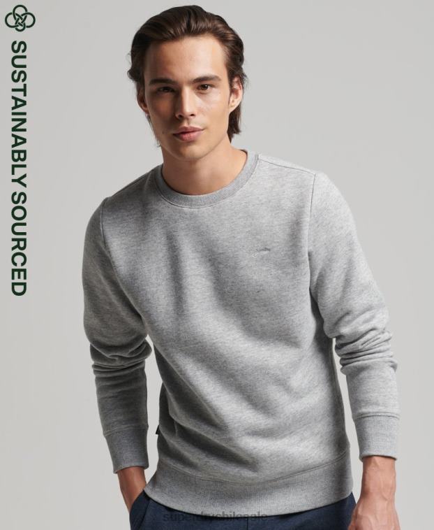 hombres Superdry gris sudadera de algodón orgánico con logo vintage 2R68Z528