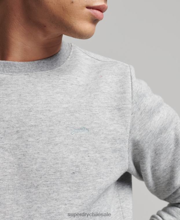 hombres Superdry gris sudadera de algodón orgánico con logo vintage 2R68Z528
