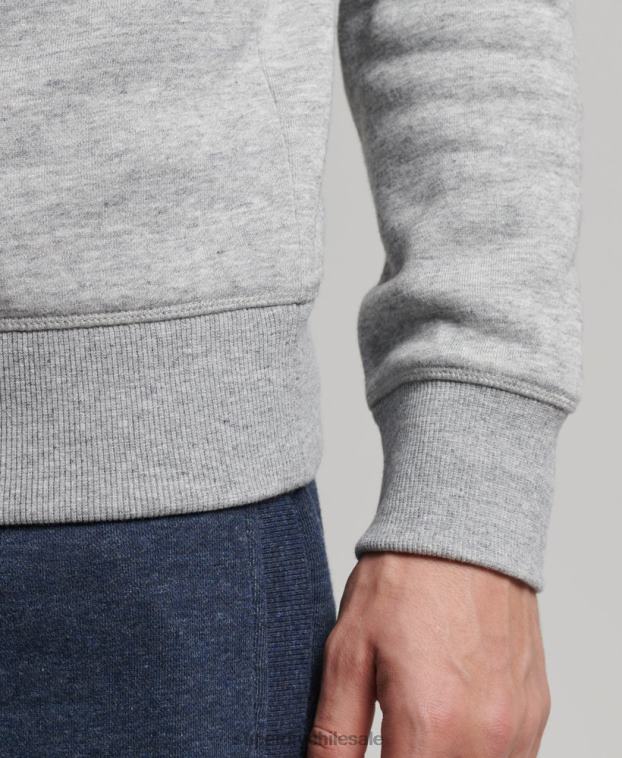 hombres Superdry gris sudadera de algodón orgánico con logo vintage 2R68Z528