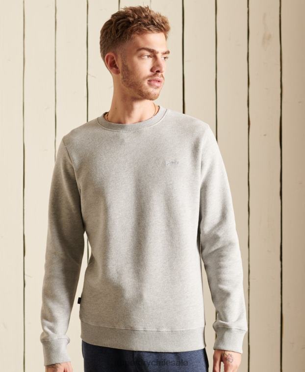 hombres Superdry gris sudadera de algodón orgánico con logo vintage 2R68Z663