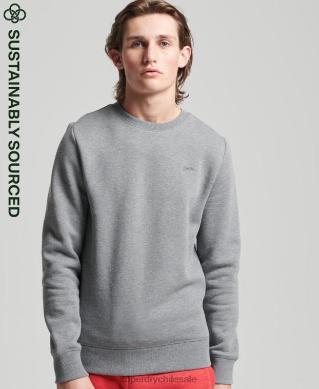 hombres Superdry gris sudadera de algodón orgánico con logo vintage 2R68Z863