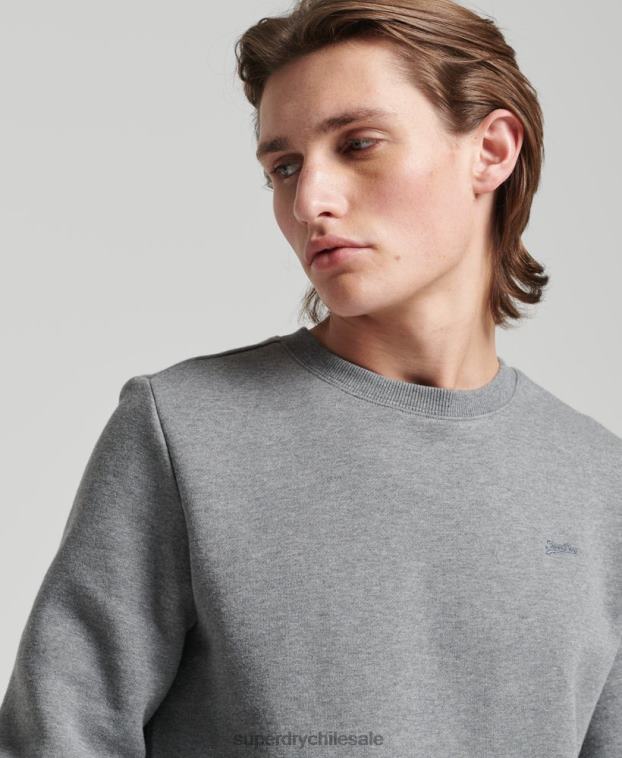 hombres Superdry gris sudadera de algodón orgánico con logo vintage 2R68Z863