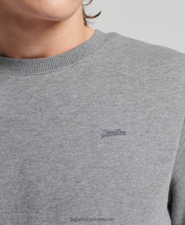 hombres Superdry gris sudadera de algodón orgánico con logo vintage 2R68Z863