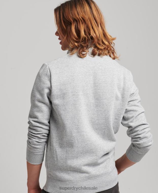 hombres Superdry gris sudadera de algodón orgánico con media cremallera y logo esencial 2R68Z5048