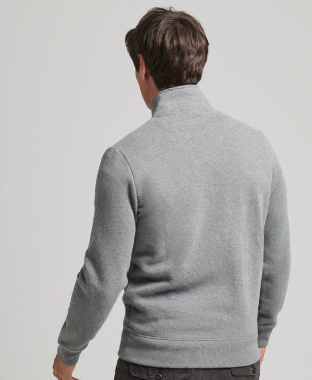 hombres Superdry gris sudadera de algodón orgánico con media cremallera y logo esencial 2R68Z5080