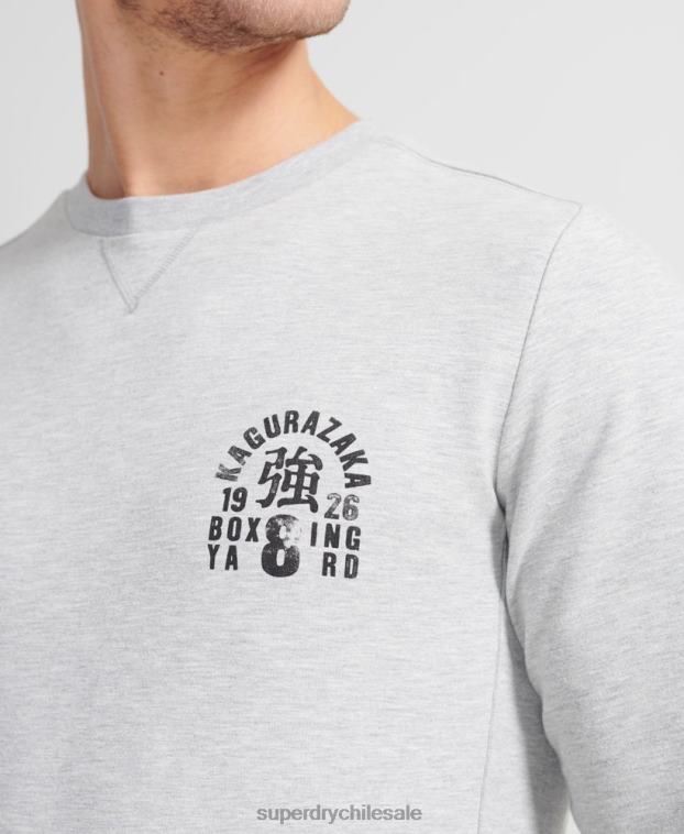 hombres Superdry gris sudadera de entrenamiento de boxeo 2R68Z5064