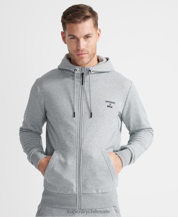 hombres Superdry gris sudadera deportiva con capucha y cremallera 2R68Z5362