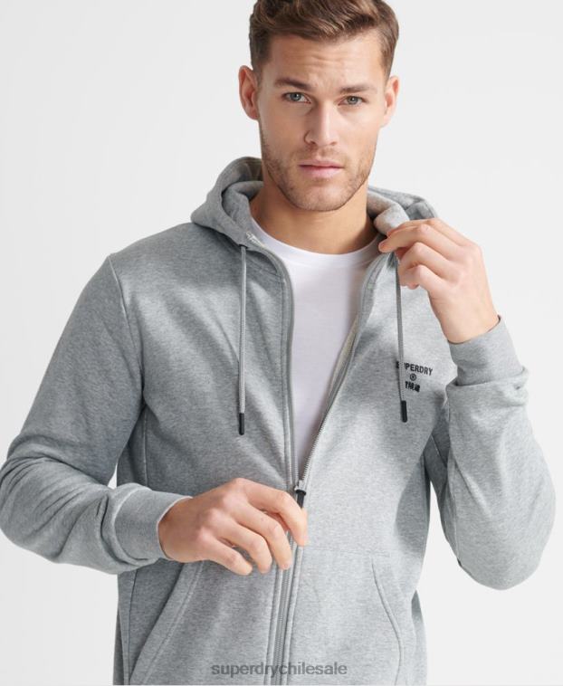 hombres Superdry gris sudadera deportiva con capucha y cremallera 2R68Z5362