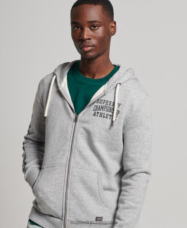 hombres Superdry gris sudadera deportiva con capucha y cremallera 2R68Z633