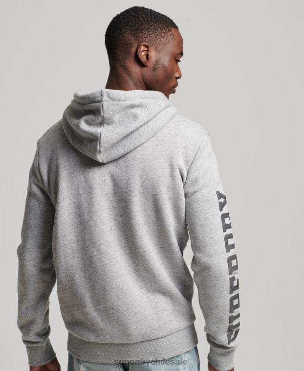hombres Superdry gris sudadera deportiva con capucha y cremallera 2R68Z633