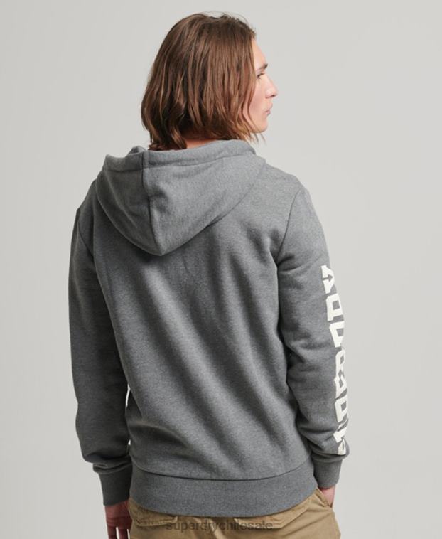 hombres Superdry gris sudadera deportiva con capucha y cremallera 2R68Z714