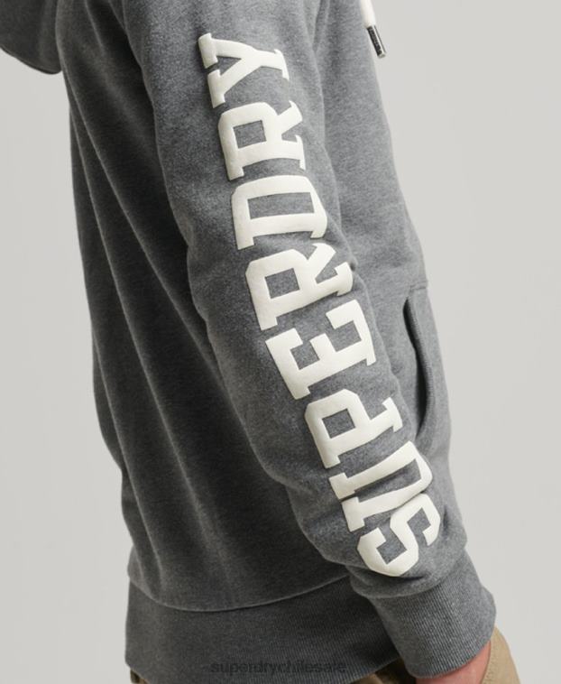hombres Superdry gris sudadera deportiva con capucha y cremallera 2R68Z714