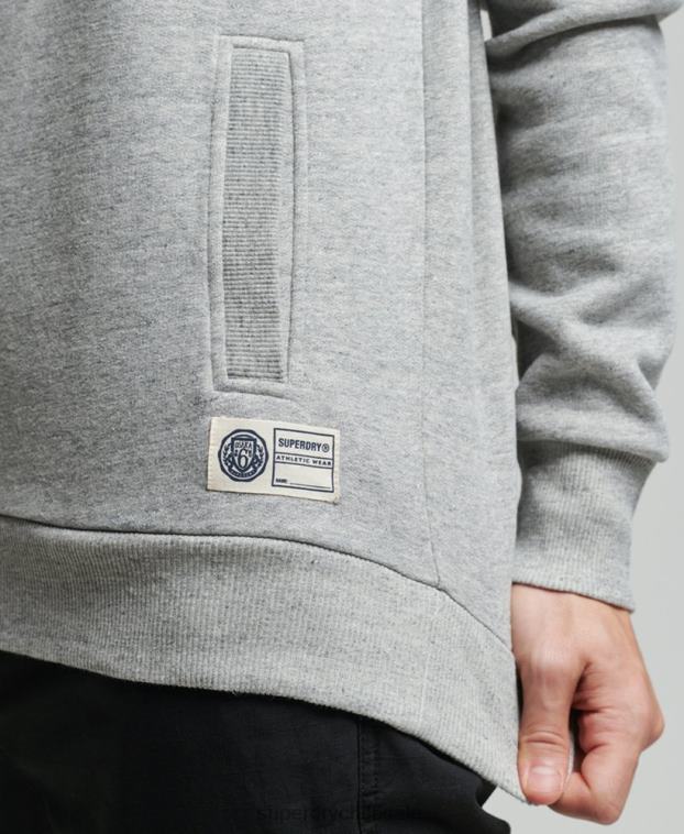 hombres Superdry gris sudadera henley atlética vintage 2R68Z5001