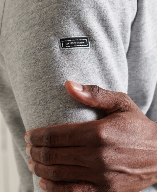 hombres Superdry gris sudadera henley con cremallera y logo bordado 2R68Z779