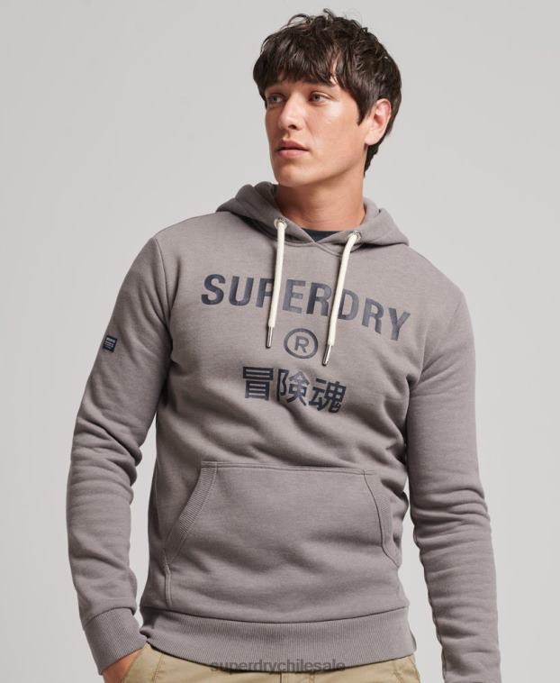hombres Superdry gris sudadera jaspeada con logo corporativo 2R68Z5004