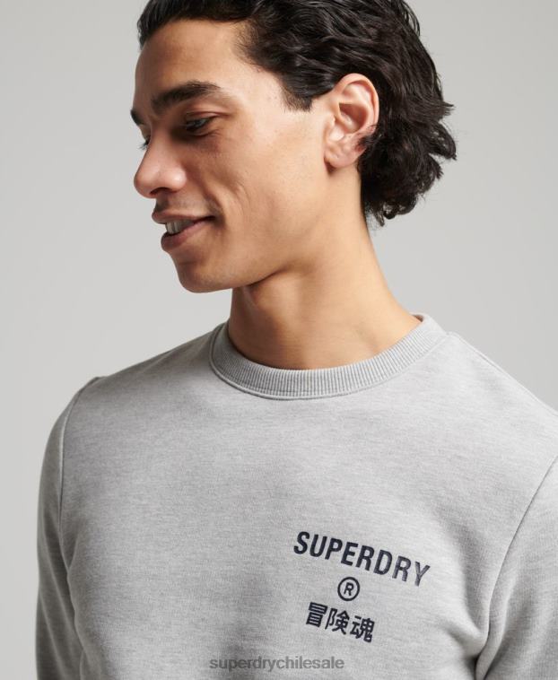 hombres Superdry gris sudadera jaspeada con logo corporativo 2R68Z5179