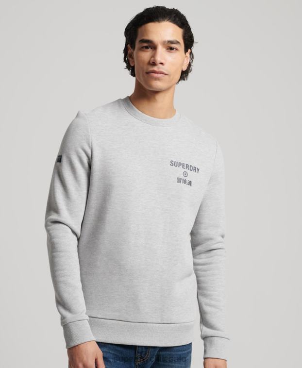 hombres Superdry gris sudadera jaspeada con logo corporativo 2R68Z5179