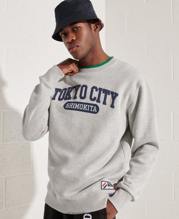 hombres Superdry gris sudadera oversize de la universidad de la ciudad 2R68Z895