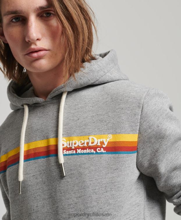 hombres Superdry gris sudadera vintage con capucha 2R68Z505
