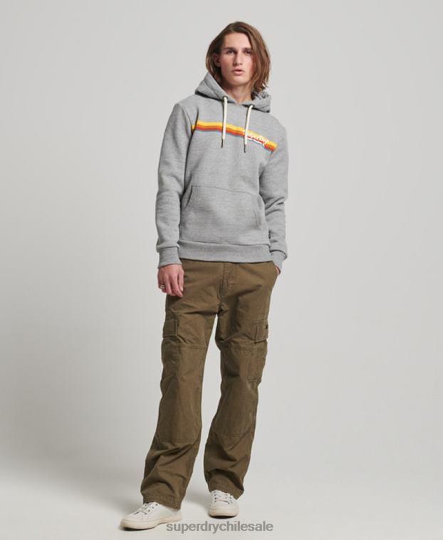 hombres Superdry gris sudadera vintage con capucha 2R68Z505