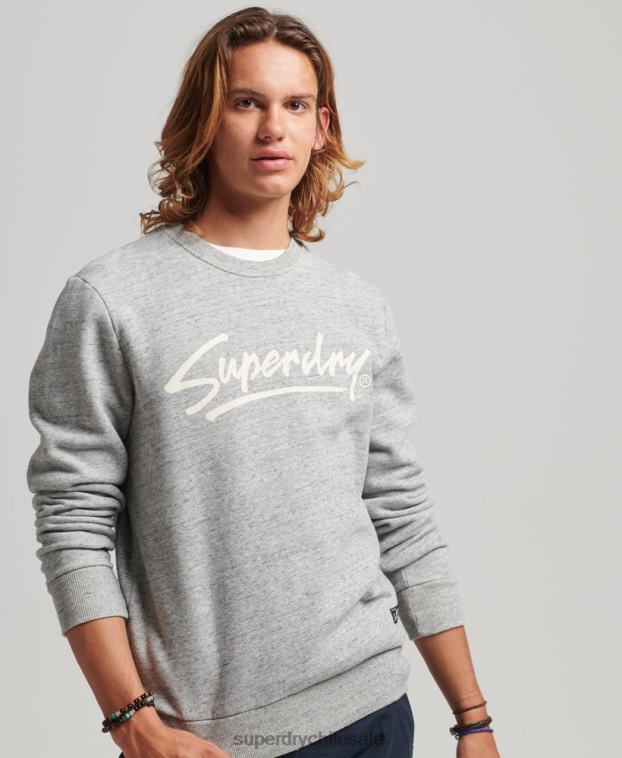 hombres Superdry gris sudadera vintage con cuello redondo 2R68Z5019