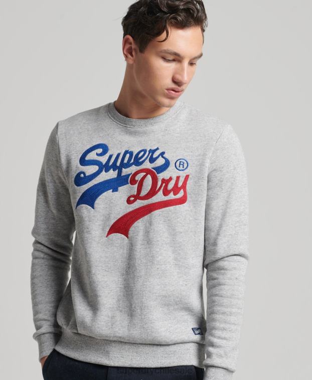 hombres Superdry gris sudadera vintage con logo de interés 2R68Z742