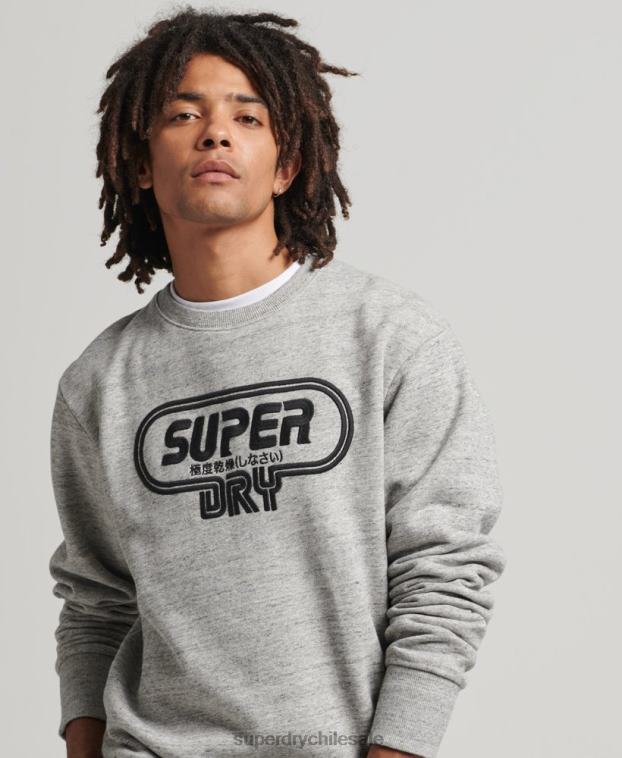 hombres Superdry gris sudadera vintage con logo de juego de los 90 2R68Z5058
