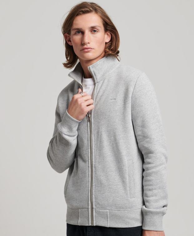 hombres Superdry gris top deportivo con cremallera y logo bordado 2R68Z739