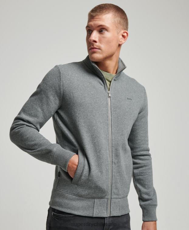 hombres Superdry gris top deportivo con cremallera y logo bordado 2R68Z755