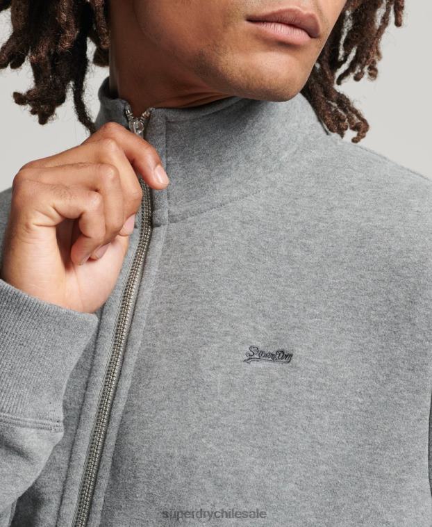 hombres Superdry gris top deportivo de algodón orgánico con cremallera y logo vintage 2R68Z5094
