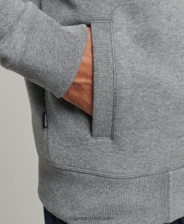 hombres Superdry gris top deportivo de algodón orgánico con cremallera y logo vintage 2R68Z5094