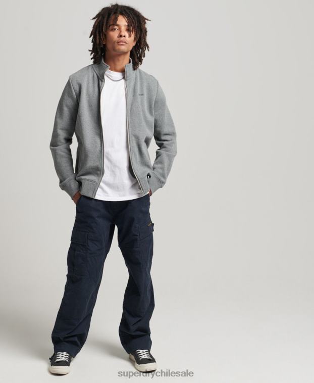 hombres Superdry gris top deportivo de algodón orgánico con cremallera y logo vintage 2R68Z5094
