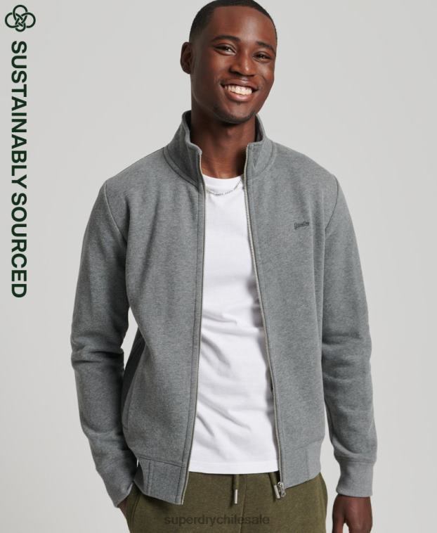 hombres Superdry gris top deportivo de algodón orgánico con cremallera y logo vintage 2R68Z5175