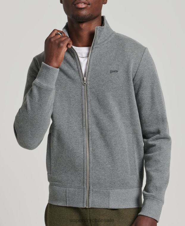 hombres Superdry gris top deportivo de algodón orgánico con cremallera y logo vintage 2R68Z5175