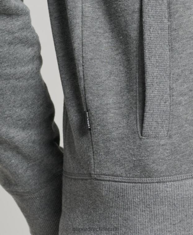 hombres Superdry gris top deportivo de algodón orgánico con cremallera y logo vintage 2R68Z5175