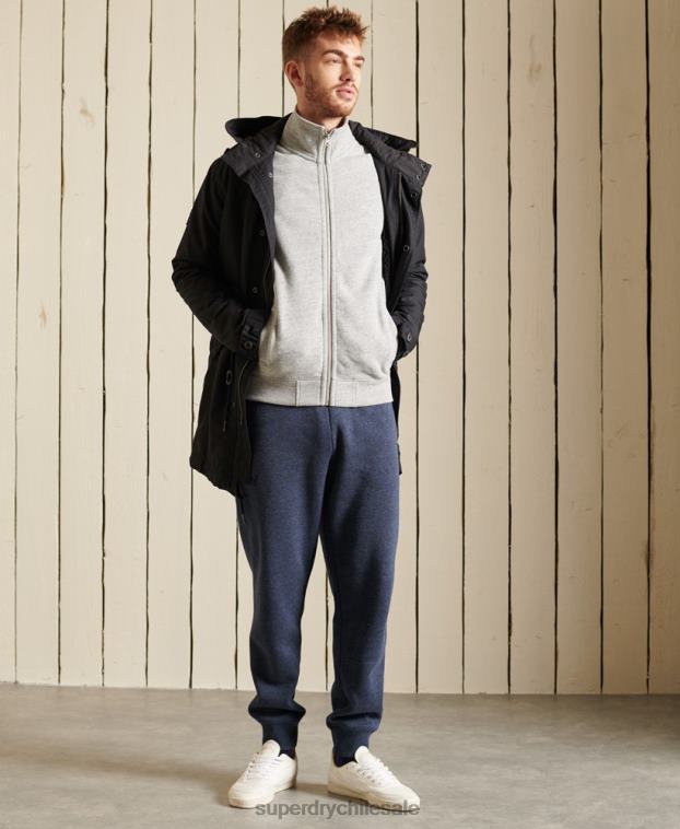 hombres Superdry gris top deportivo de algodón orgánico con cremallera y logo vintage 2R68Z5201
