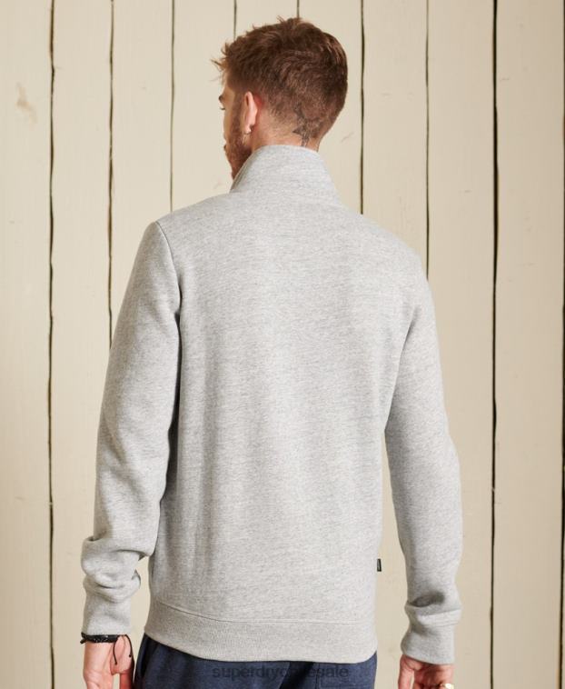 hombres Superdry gris top deportivo de algodón orgánico con cremallera y logo vintage 2R68Z5201