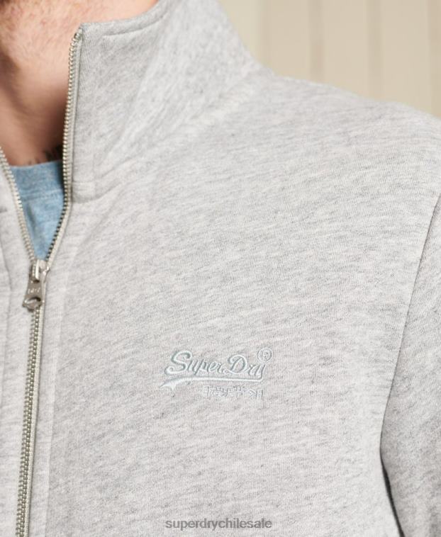 hombres Superdry gris top deportivo de algodón orgánico con cremallera y logo vintage 2R68Z5201