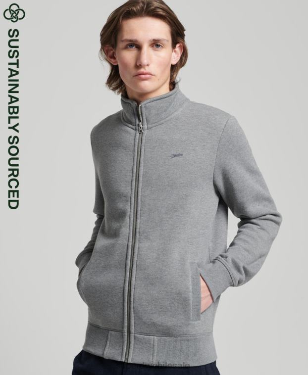 hombres Superdry gris top deportivo de algodón orgánico con logo vintage bordado 2R68Z843