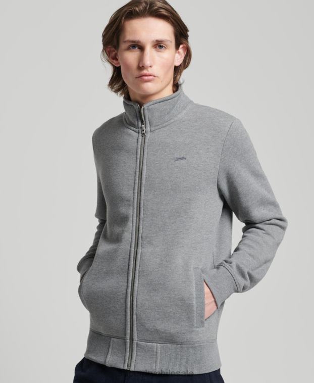 hombres Superdry gris top deportivo de algodón orgánico con logo vintage bordado 2R68Z843