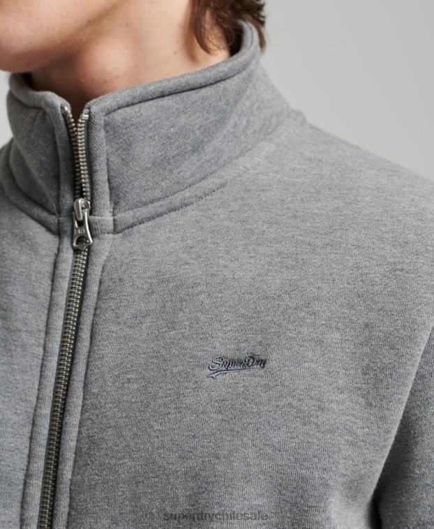 hombres Superdry gris top deportivo de algodón orgánico con logo vintage bordado 2R68Z843