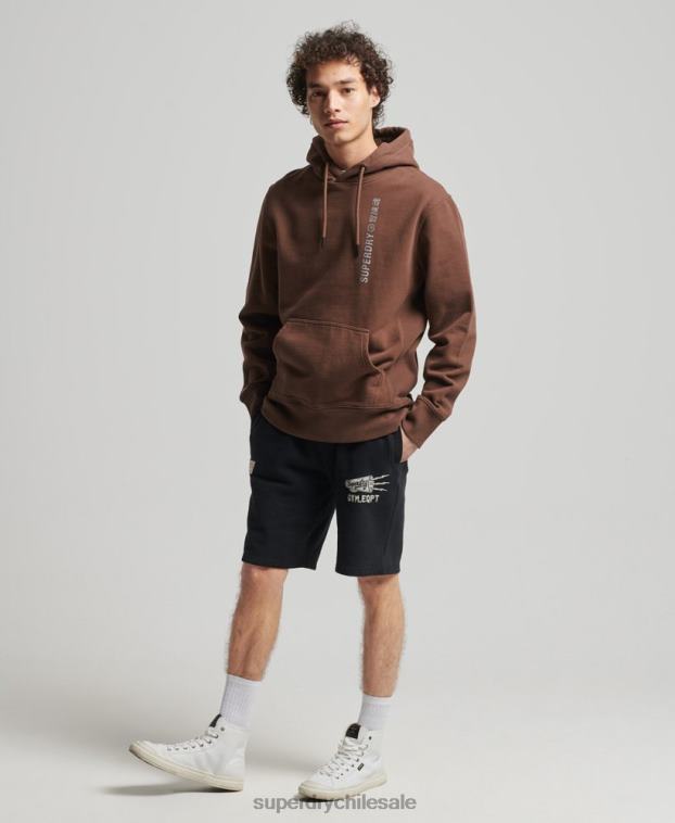 hombres Superdry marrón code linear sudadera con capucha suelta 2R68Z5787