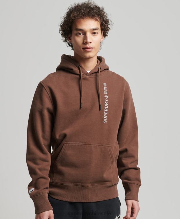 hombres Superdry marrón code linear sudadera con capucha suelta 2R68Z5787