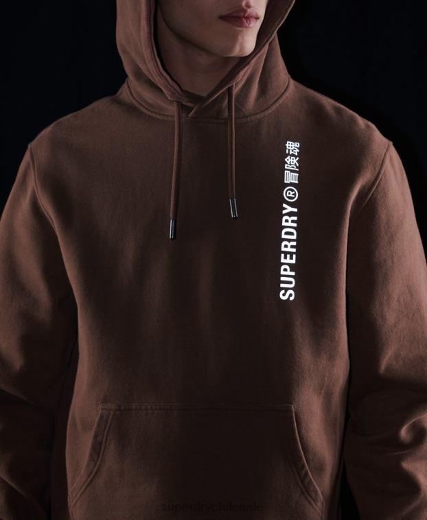 hombres Superdry marrón code linear sudadera con capucha suelta 2R68Z5787