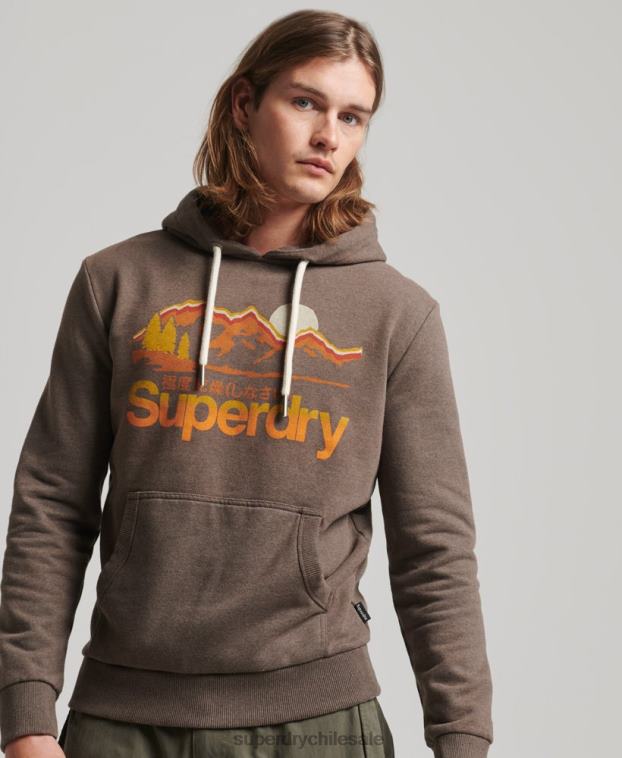 hombres Superdry marrón gran sudadera con capucha al aire libre 2R68Z688