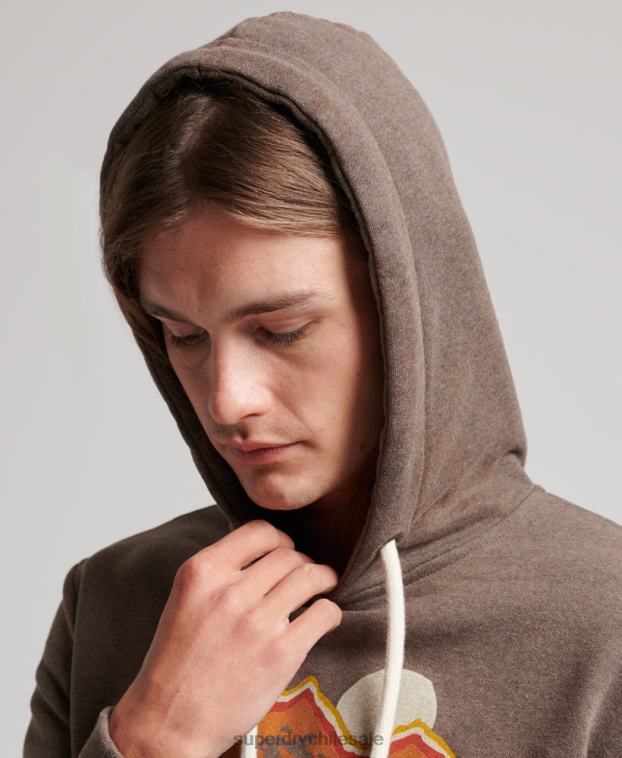 hombres Superdry marrón gran sudadera con capucha al aire libre 2R68Z688